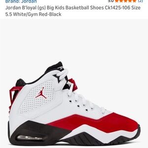 Jordan B Loyal Kids Basketball Sneakers - White, Red, Black